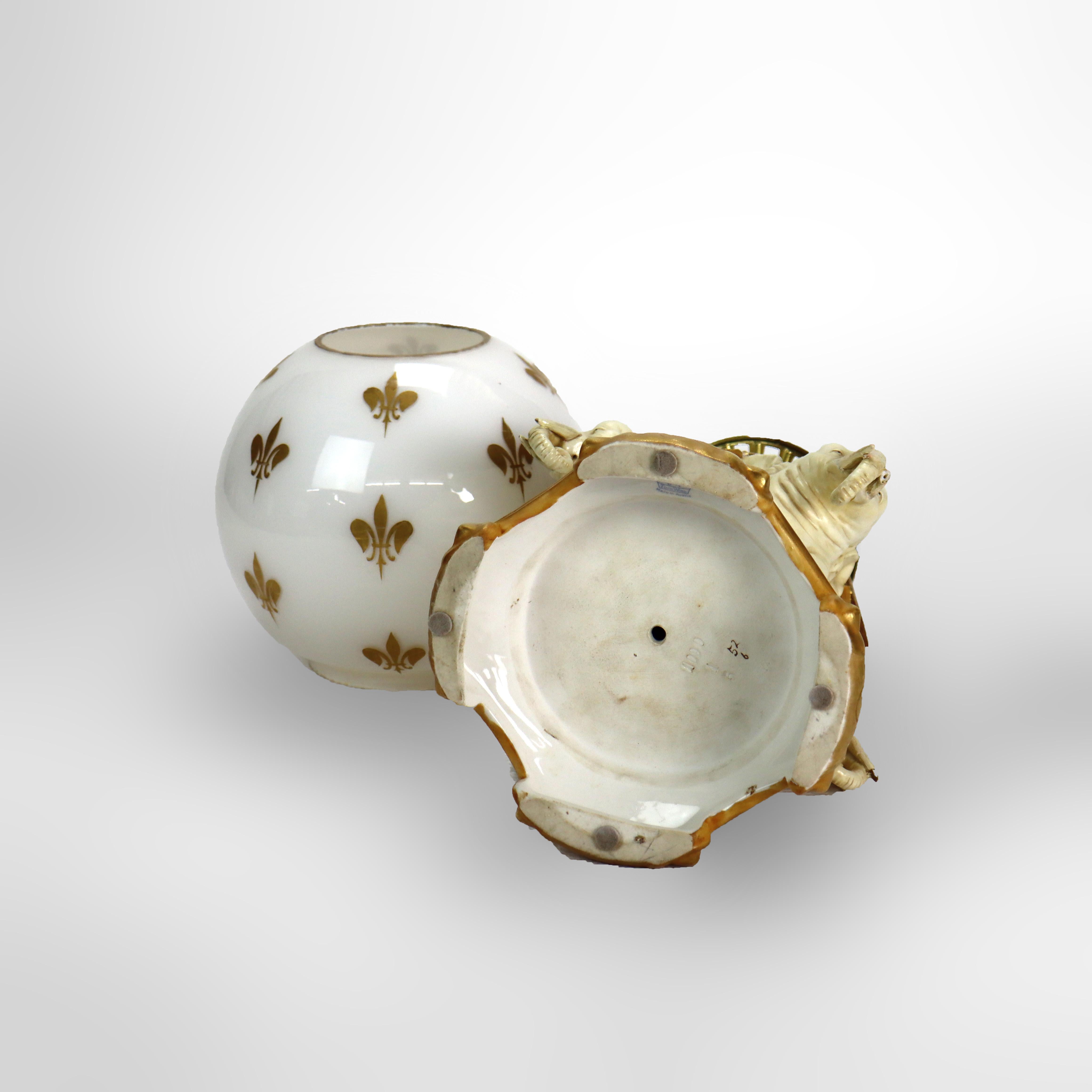 Antique Ernst Wahliss Austrian Amphora Figural Elephant Porcelain Lamp c1920 en vente 2