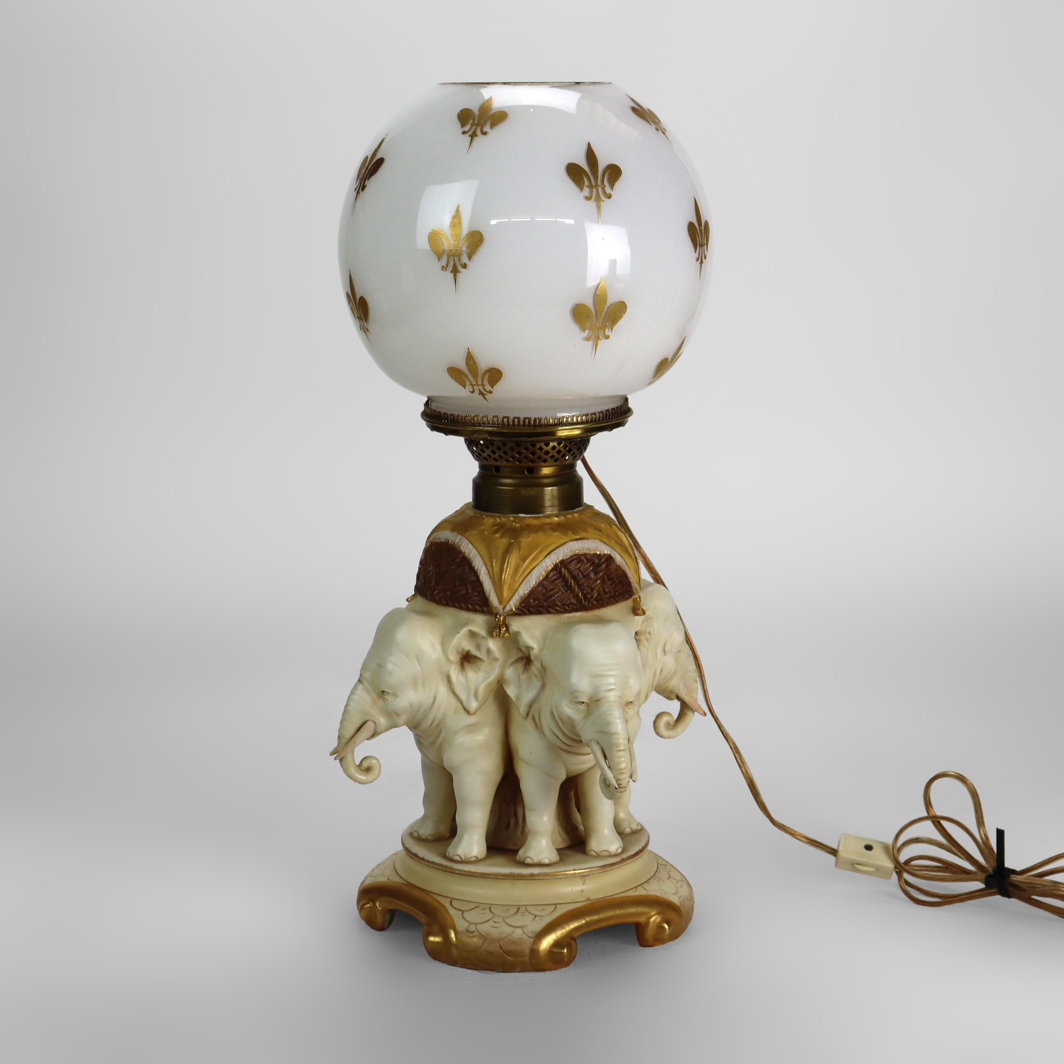 Antique Ernst Wahliss Austrian Amphora Figural Elephant Porcelain Lamp c1920 en vente 3