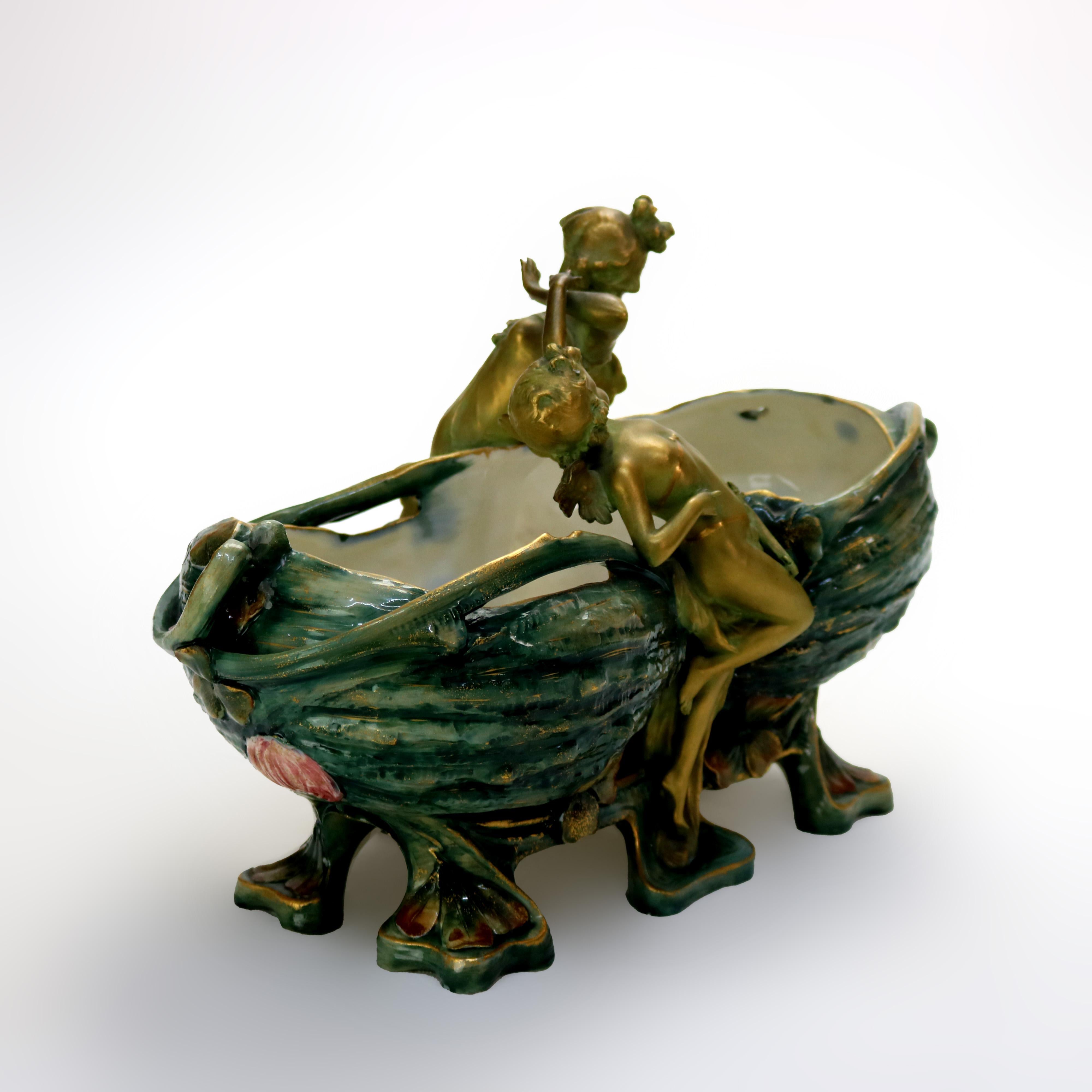 Antique Ernst Wahliss Turn Vienna Art Nouveau Porcelain Centerpiece C1900 In Good Condition In Big Flats, NY
