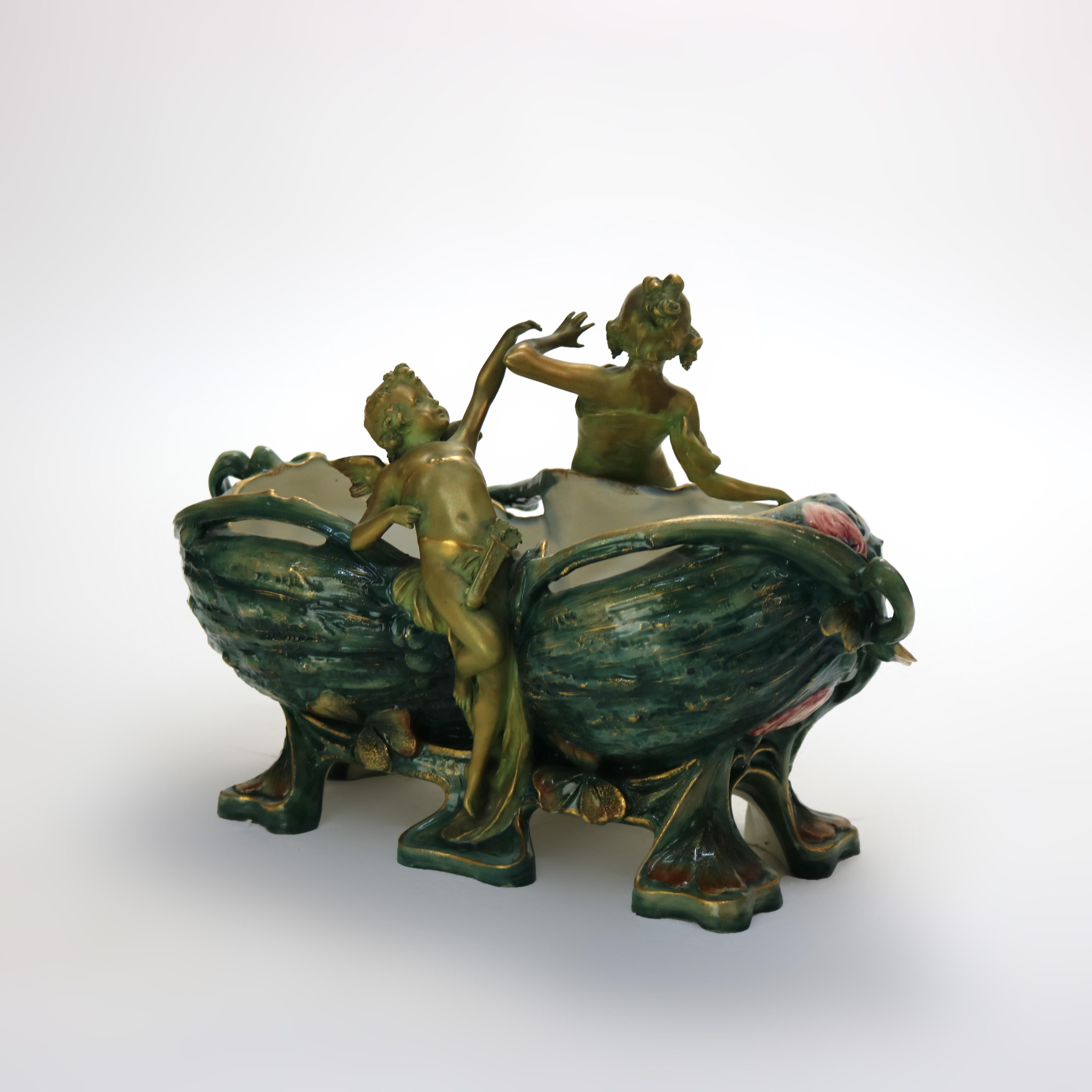 20th Century Antique Ernst Wahliss Turn Vienna Art Nouveau Porcelain Centerpiece C1900