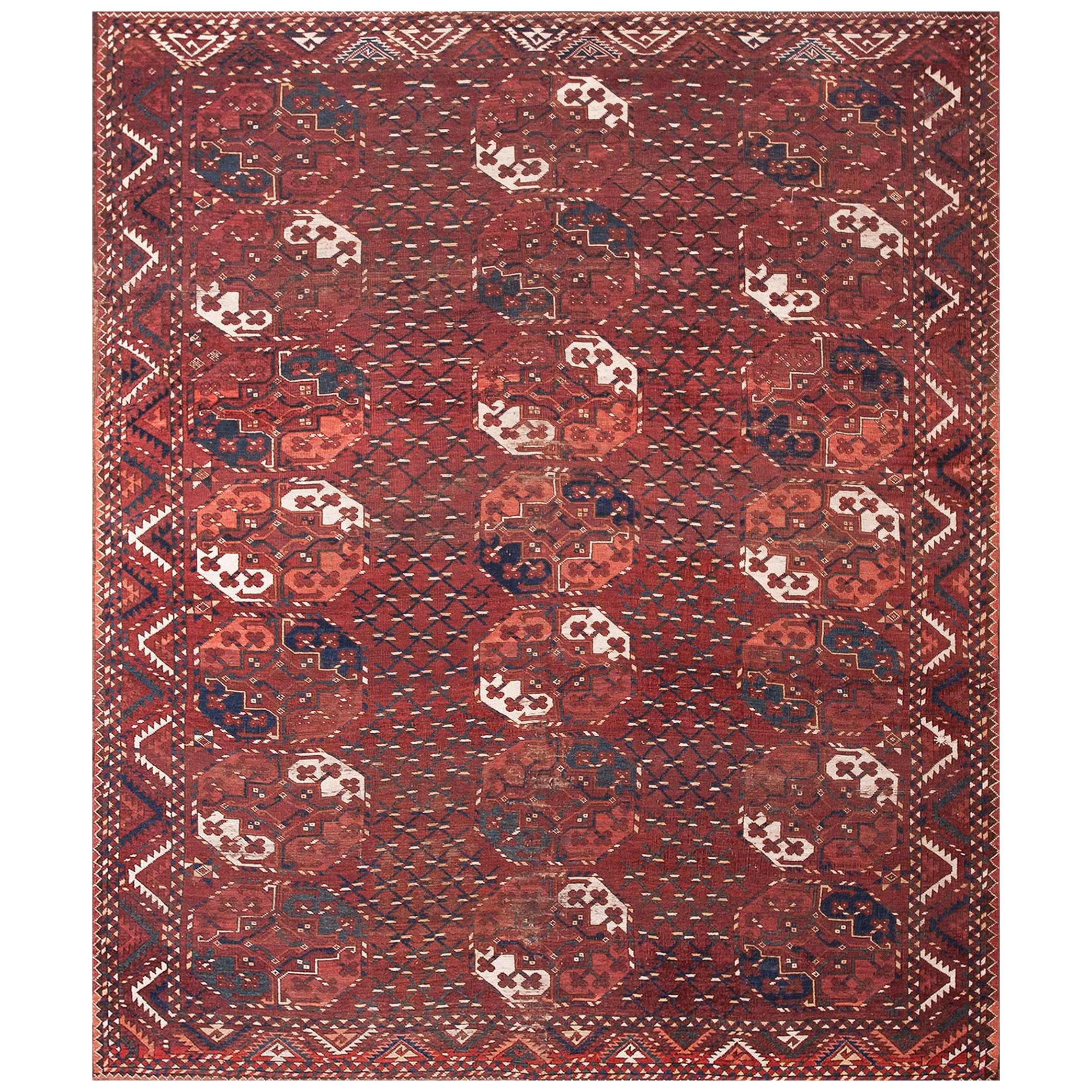 Tapis Beshir d'Asie centrale du milieu du 19e siècle - Tapis principal (6'6" x 8'-198 x 244)