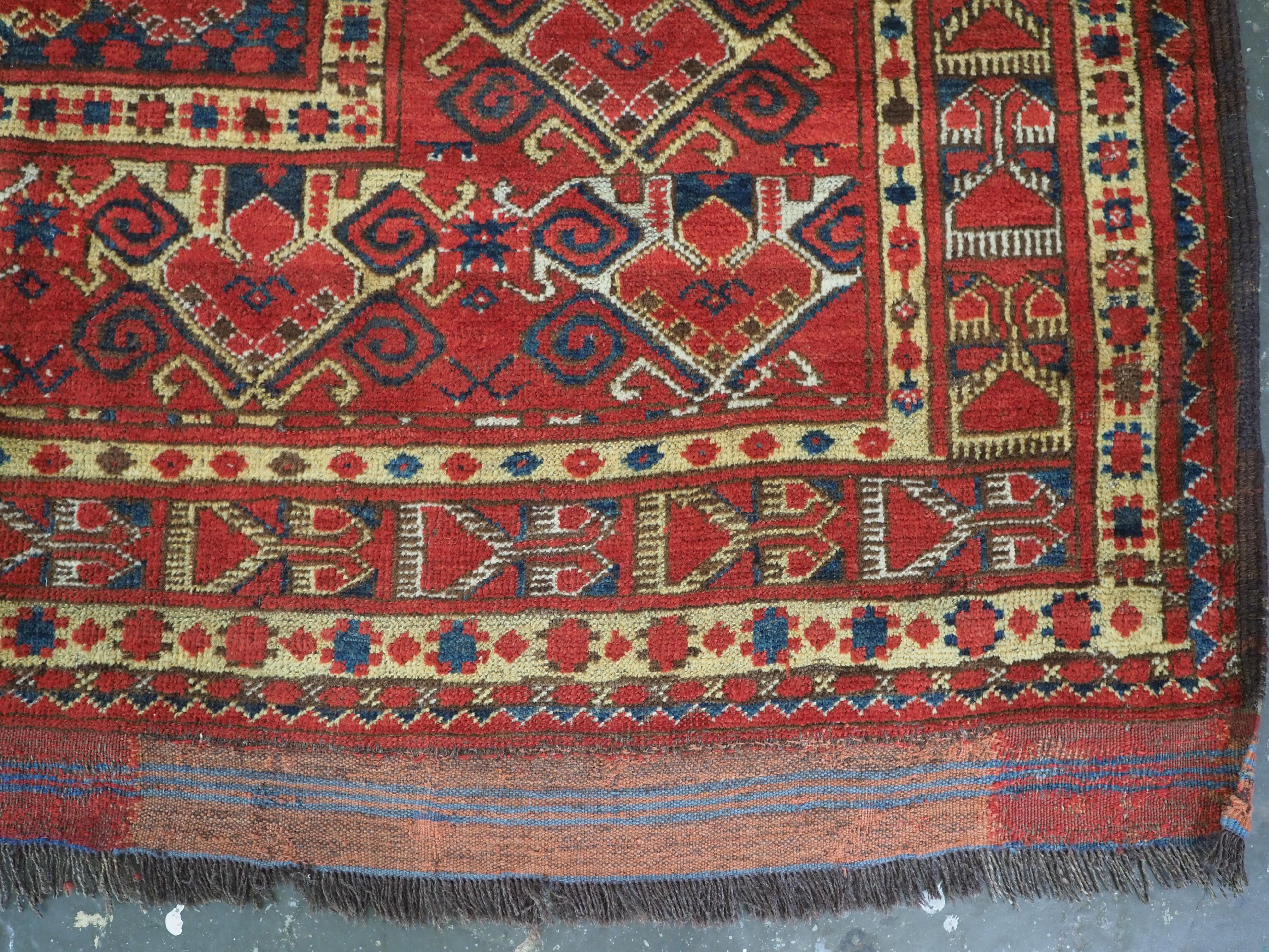 Antique Ersari Beshir Turkmen kelleh carpet of exceptional size.  Circa 1870. For Sale 10