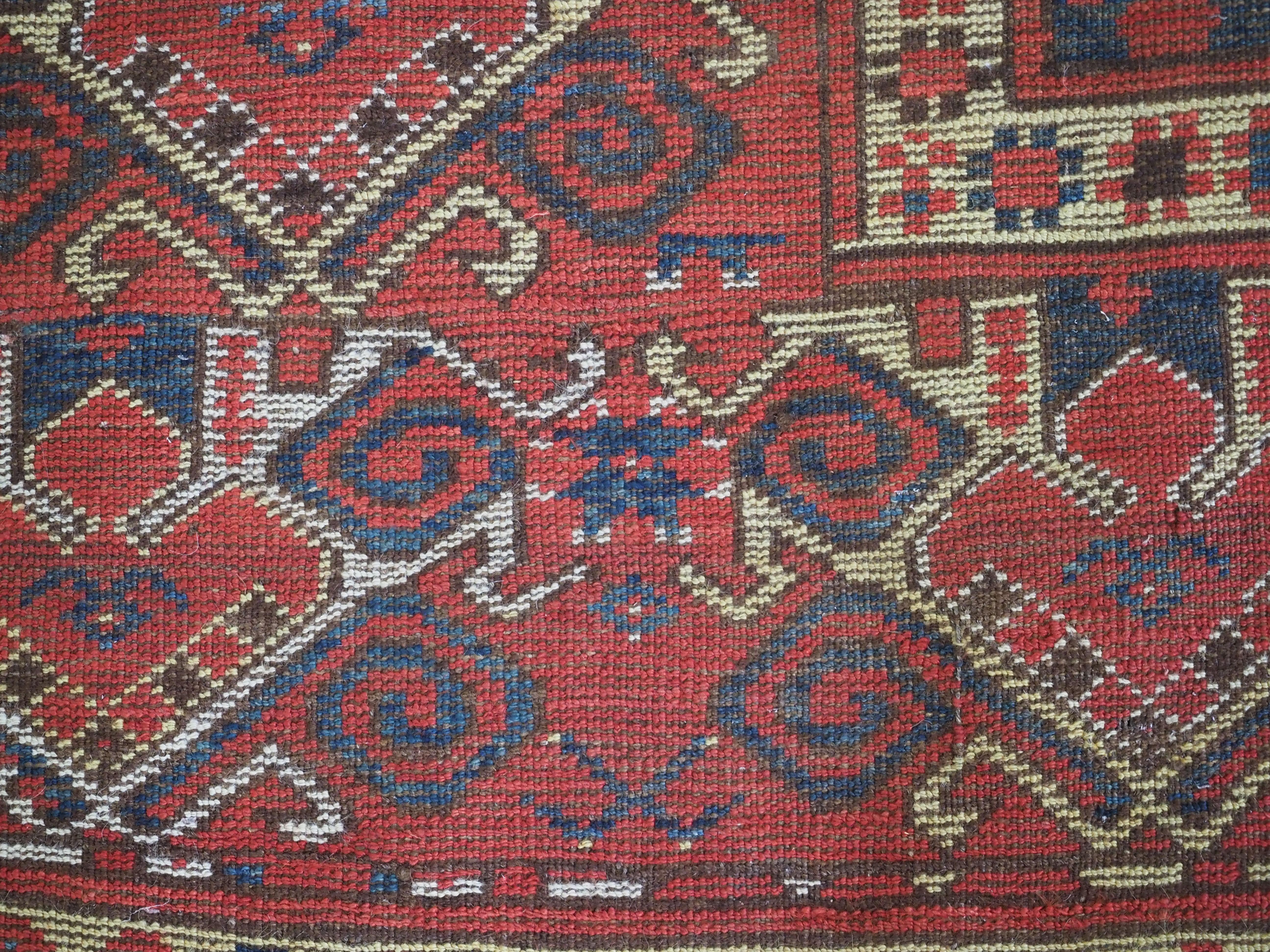 Antique Ersari Beshir Turkmen kelleh carpet of exceptional size.  Circa 1870. For Sale 12