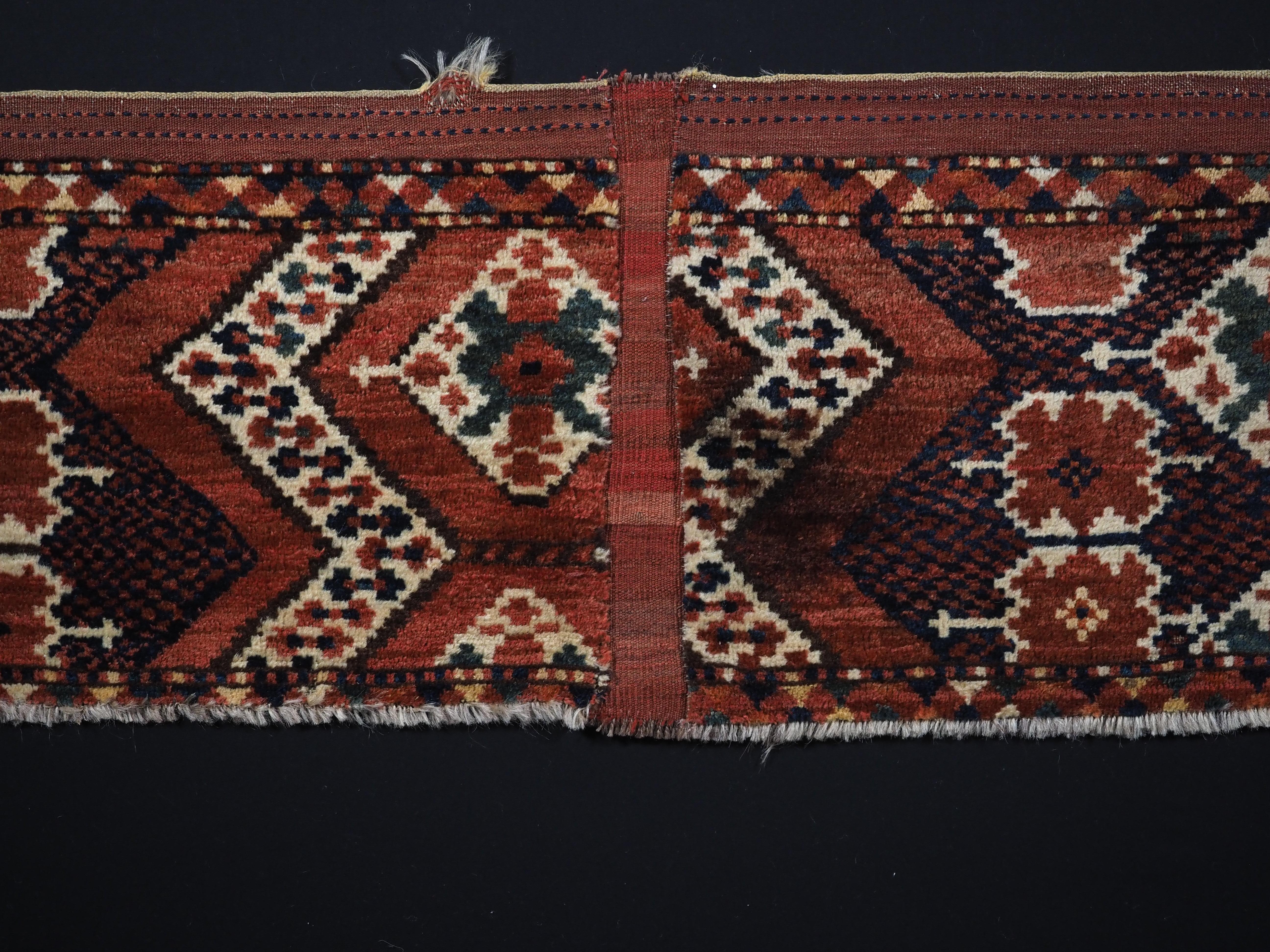 Antique Ersari Beshir Turkmen torba with ikat design.  Circa 1880. In Fair Condition For Sale In Moreton-In-Marsh, GB