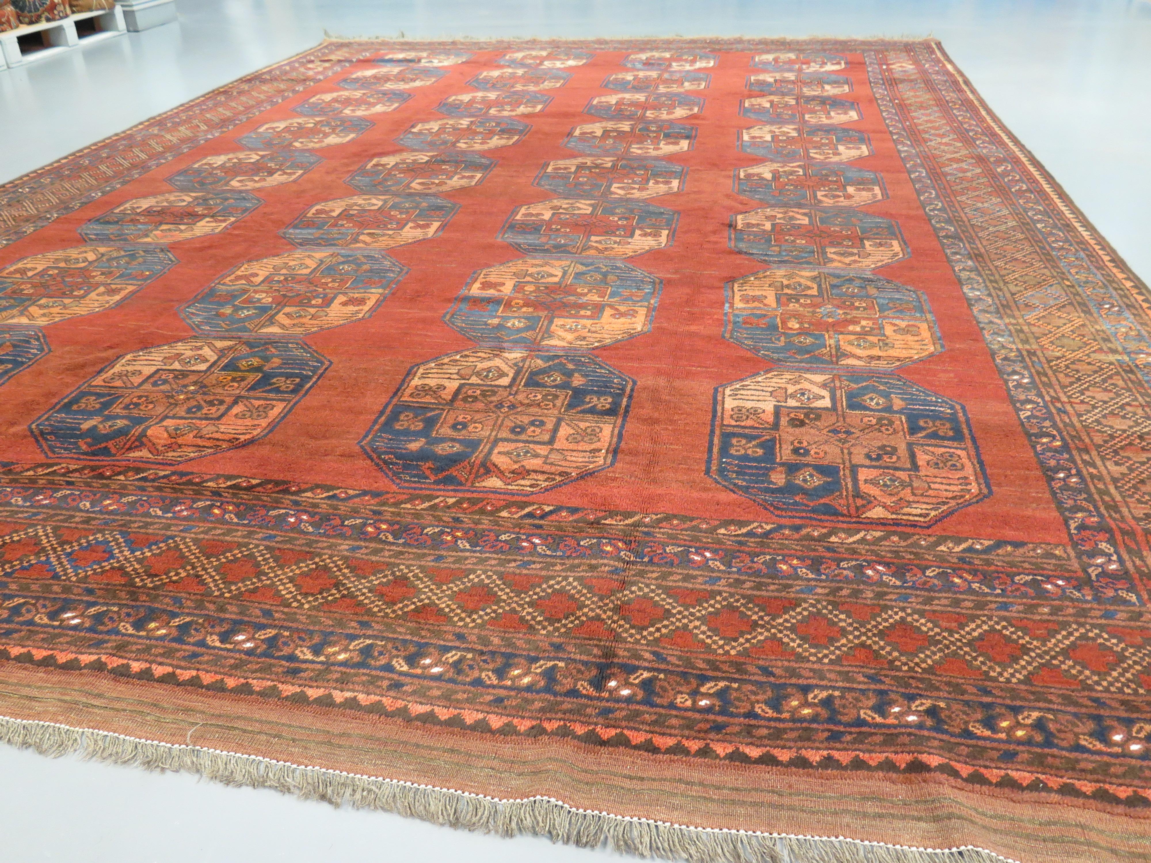 Vegetable Dyed Antique Ersari Carpet, c. 1900 For Sale