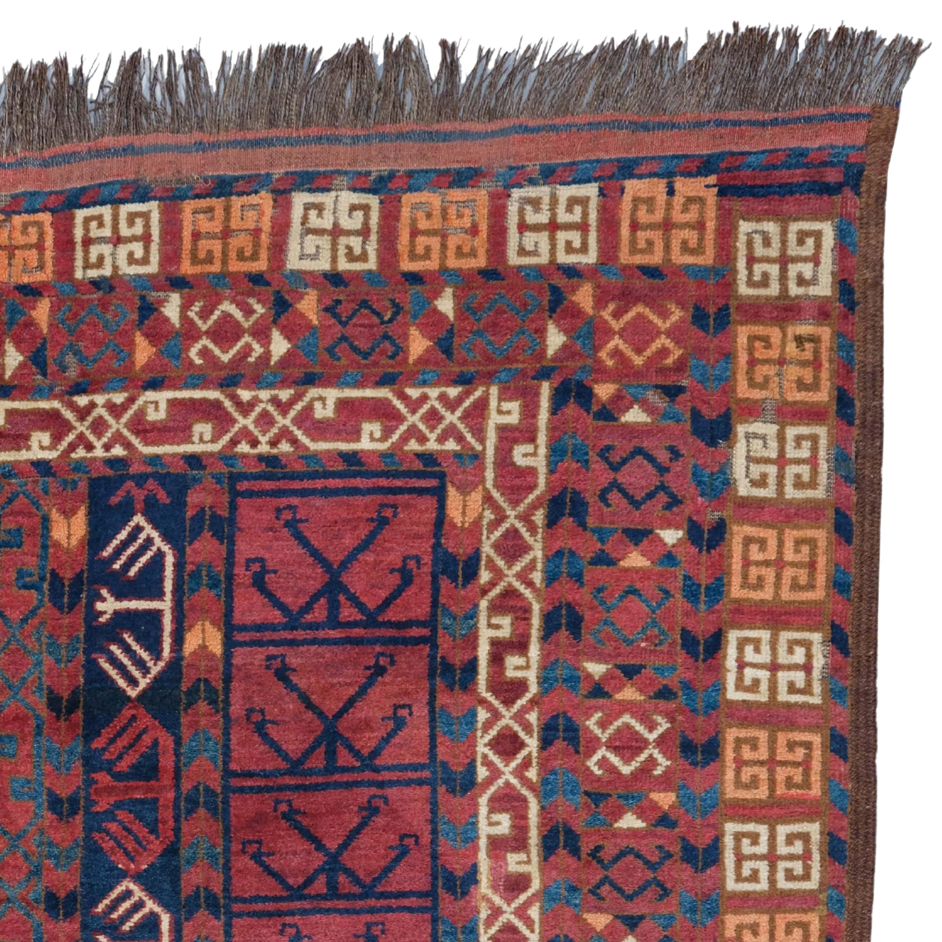 Antique Ersari Engsi - 19th Century Antique Ersari Engsi Rug, Antique Rug In Good Condition For Sale In Sultanahmet, 34