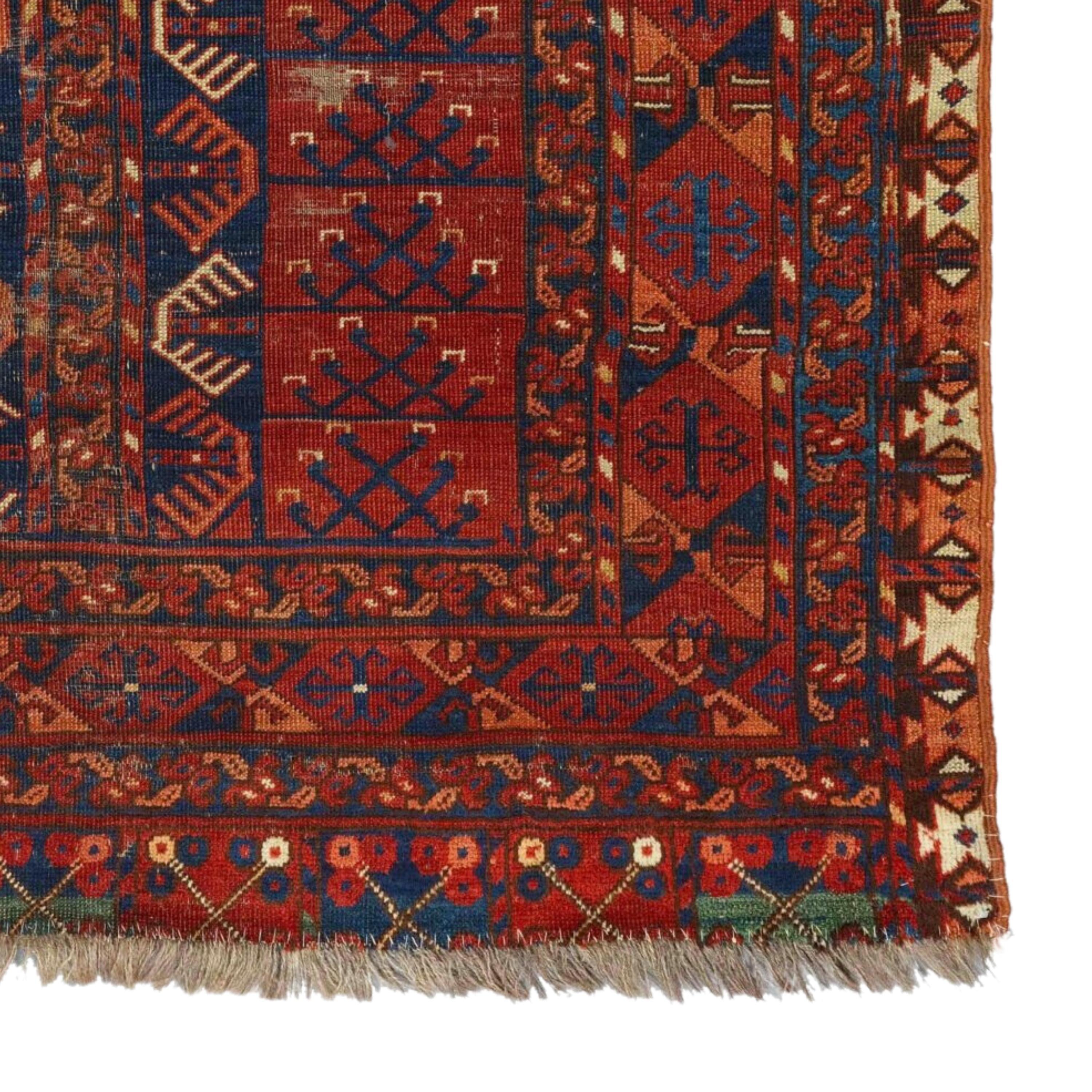 Antique Ersari Ensi - Middle of 19th Century Turkmen Ersari Ensi, Antique Rug In Good Condition For Sale In Sultanahmet, 34