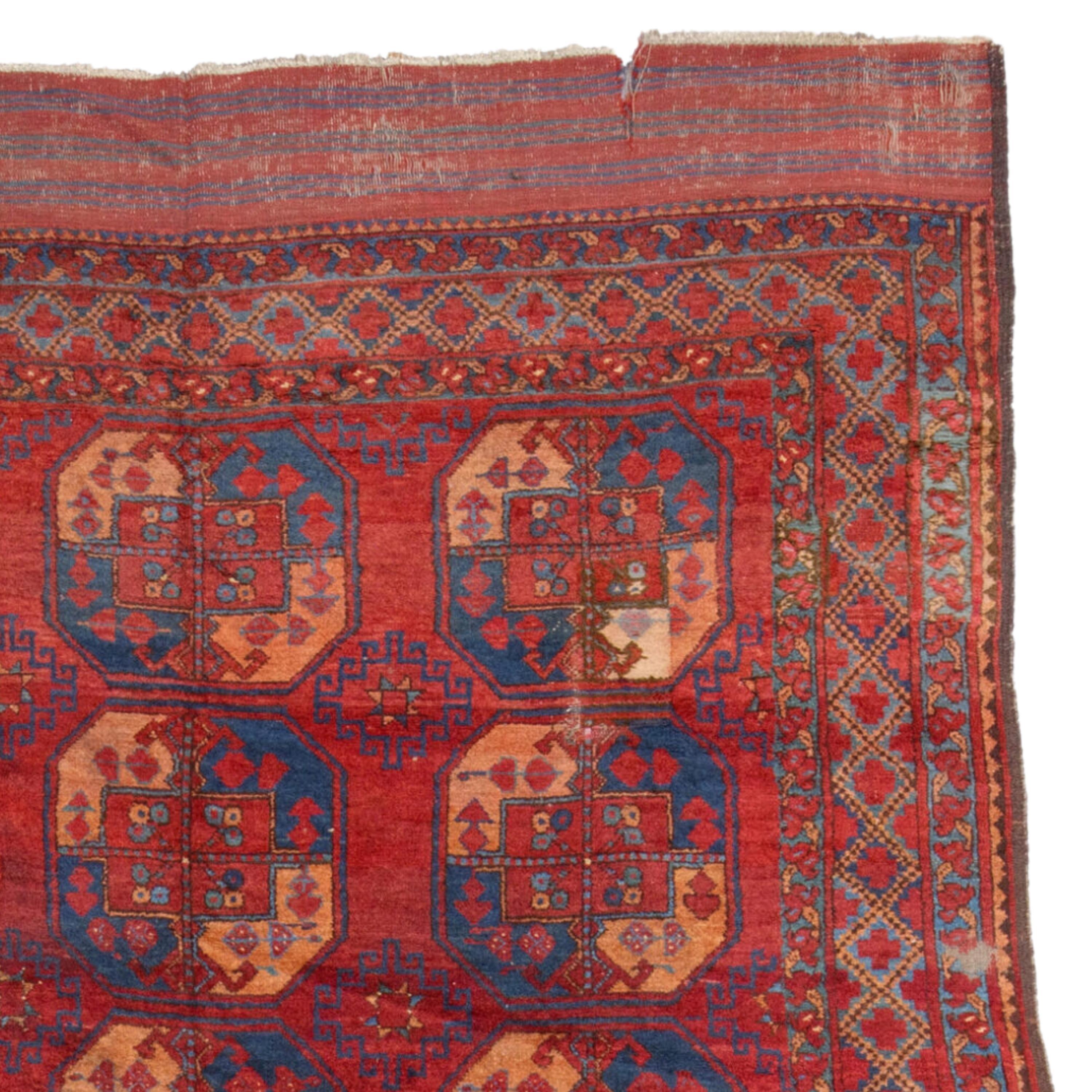 Antiker Ersari Hauptteppich - Turkmenischer Ersari Hauptteppich des 19. Jahrhunderts, antiker Teppich (Wolle) im Angebot