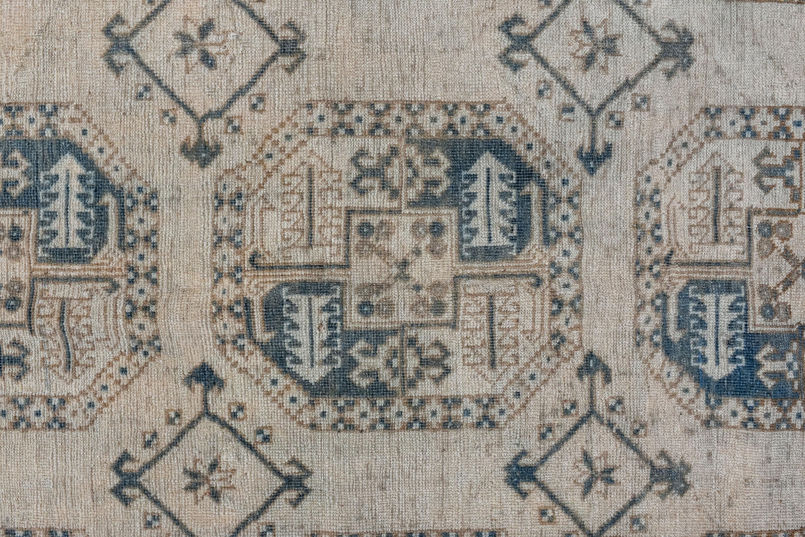 Hand-Knotted Antique Ersari Rug with Brown and Blue Details and Diamond Border For Sale