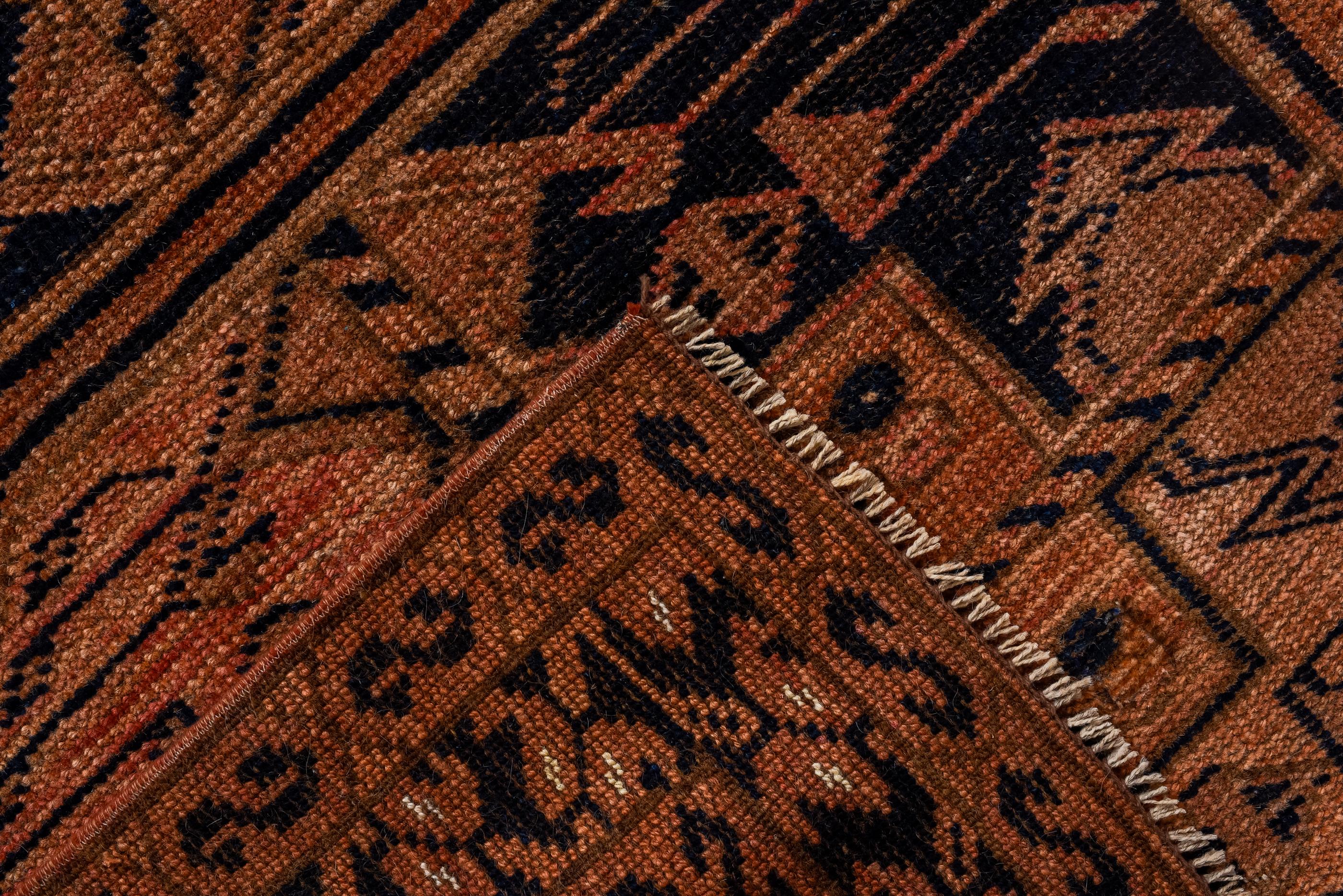 20th Century Antique Ersari Rug with Rust Field with Black Details  For Sale