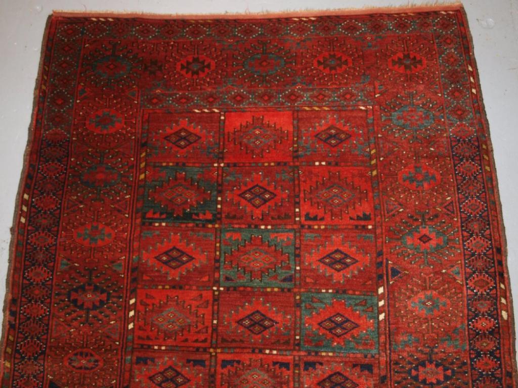 Turkmène Ancien tapis turc Dip Khali Dowry de petite taille, vers 1900 en vente