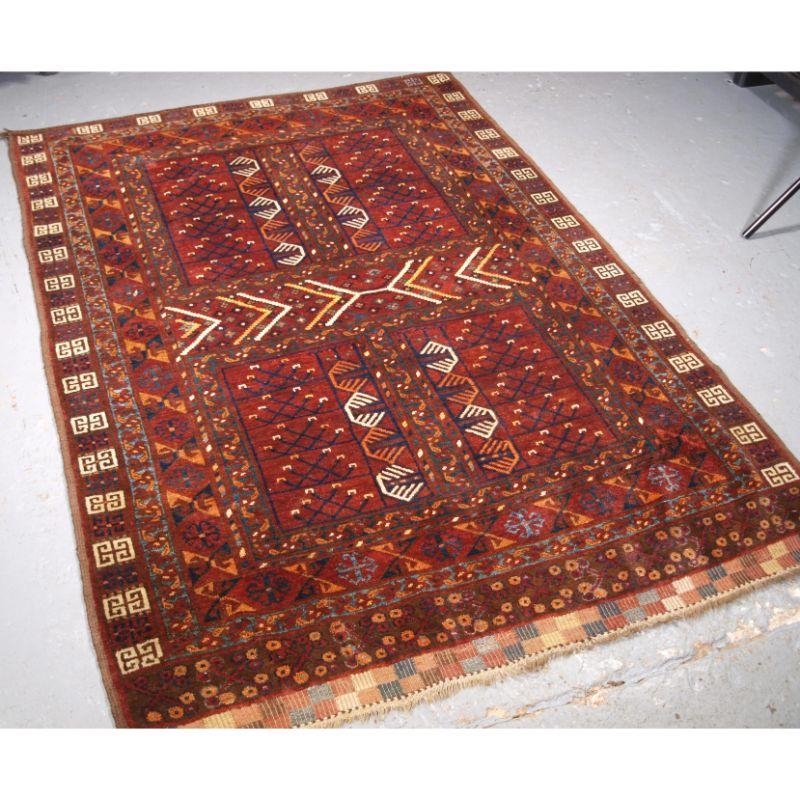 Antique Ersari Turkmen ensi of traditional design with excellent colour and outstanding condition.

Ensi were door hangings used to cover the entrance to a yurt.

This example is woven with the traditional Ersari design; the colours are