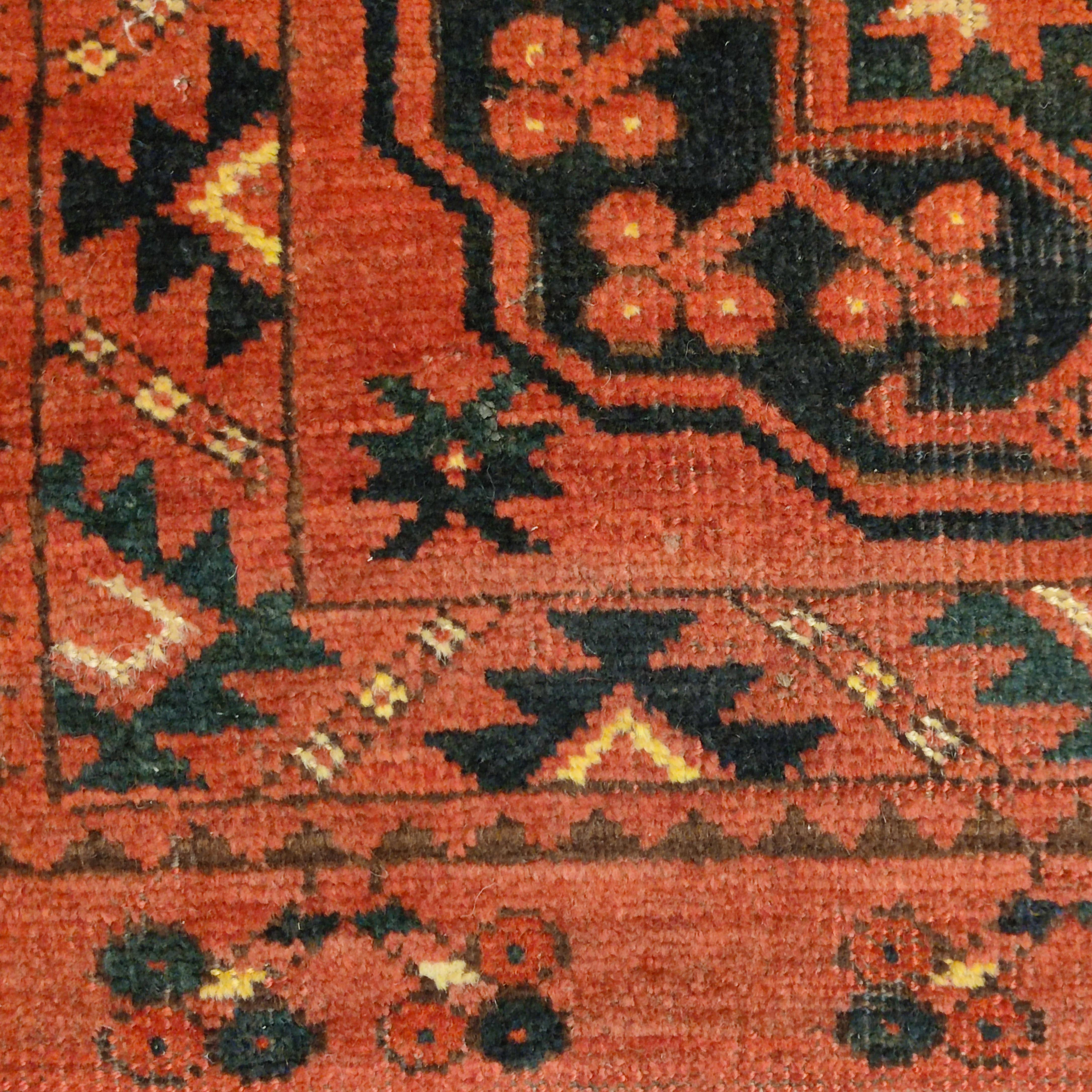 Hand-Knotted Antique Ersari Turkmen Square Rug