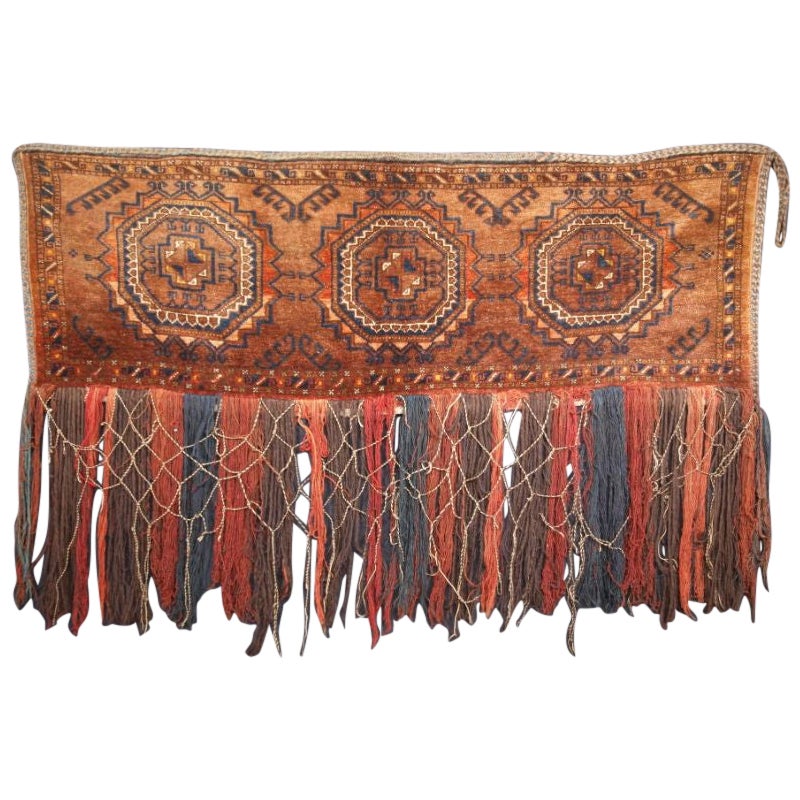 Antiquité : Torba turkmène Ersari de grande taille, tissage de dot, vers 1900