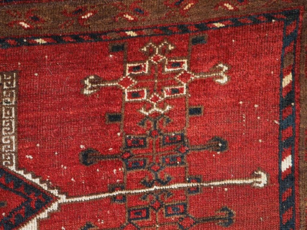 19th Century Antique Ersari Turkmen Torba Rug with Scarce Undyed Wool Border, Circa 1870 For Sale