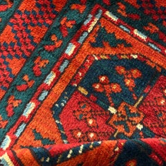 Tappeto antico Ersari Turkoman, XIX secolo, 4'0" x 9'10", arancione, rosso e indaco