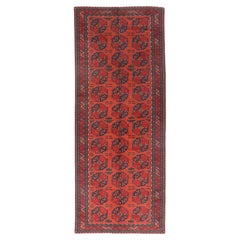 Tappeto antico Ersari Turkoman, XIX secolo, 4'0" x 9'10", arancione, rosso e indaco