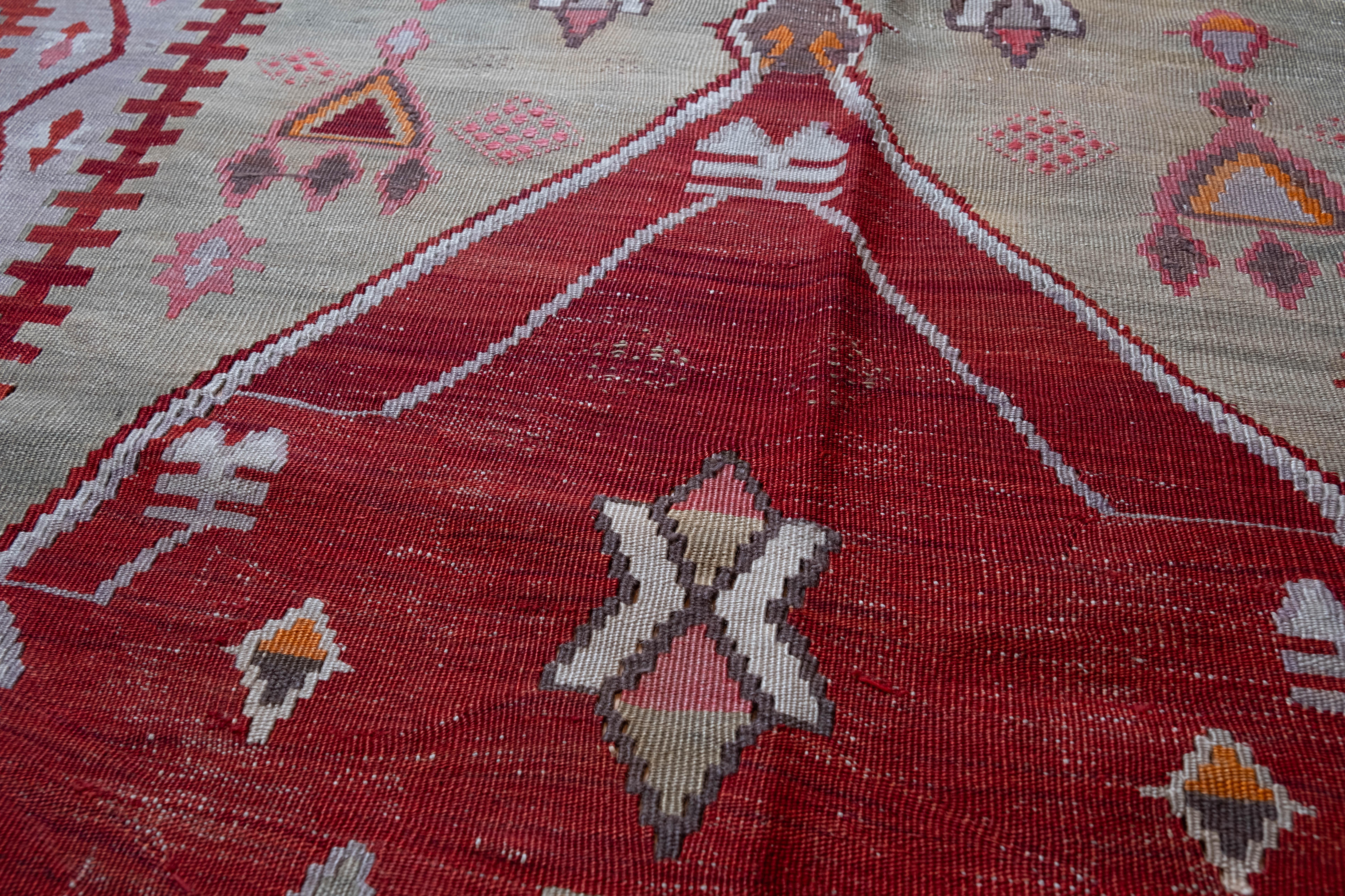 20th Century Antique Erzurum Mihrab Kilim Rug Old Eastern Anatolian Turkish Carpet Wool For Sale