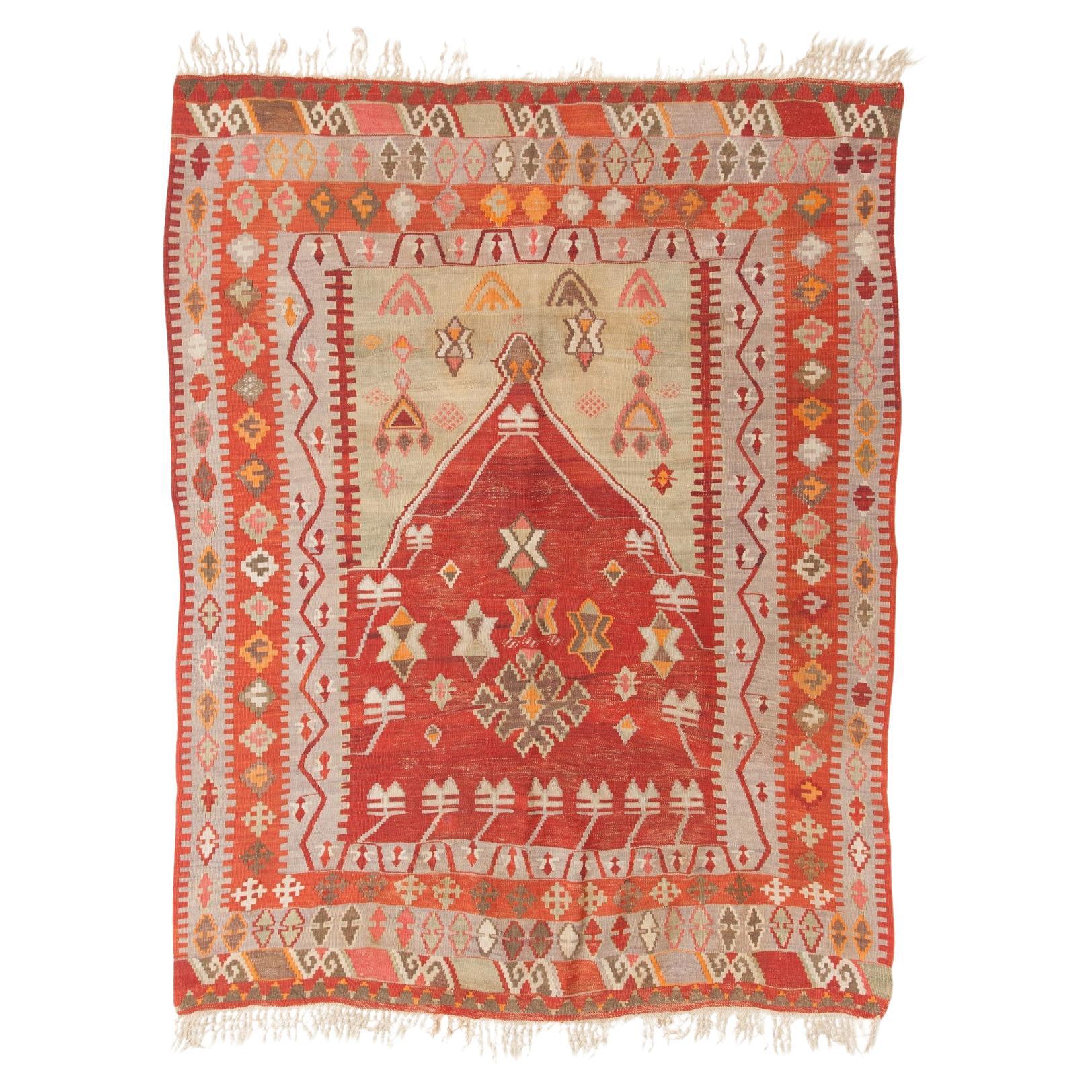 Tapis Kilim Erzurum Mihrab ancien tapis turc d'Anatolie orientale et orientale en laine