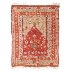 Antique Erzurum Mihrab Kilim Rug Old Eastern Anatolian Turkish Carpet Wool