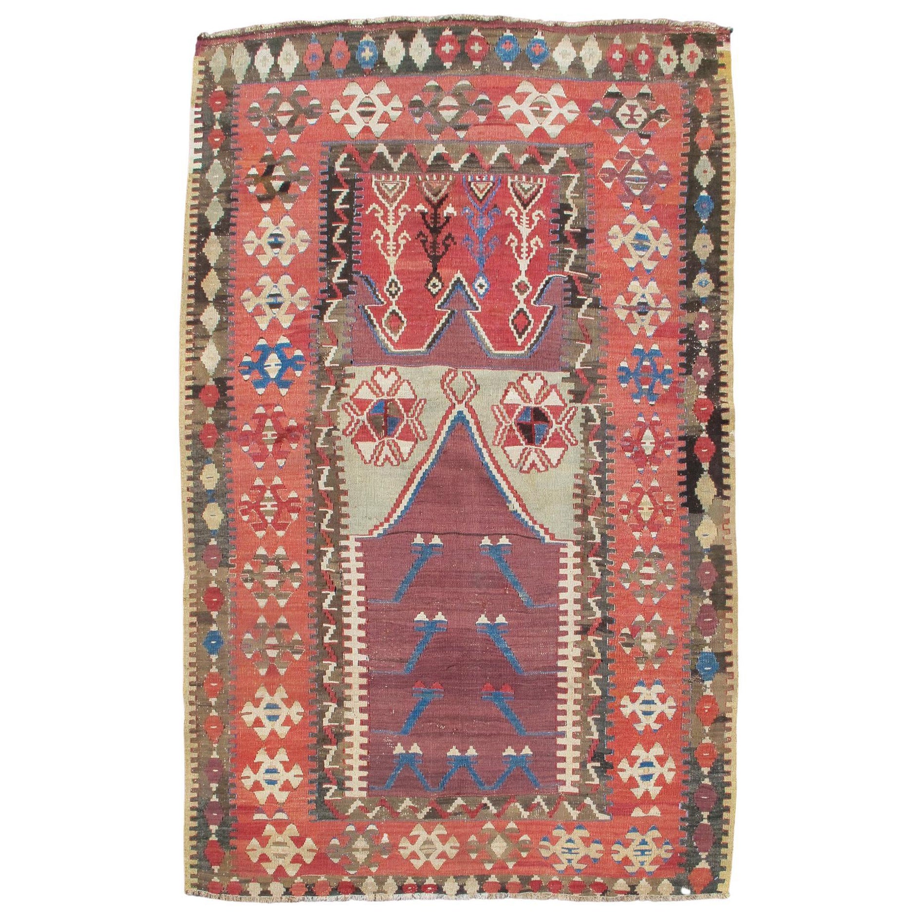 Antico kilim da preghiera di Erzurum, XIX secolo