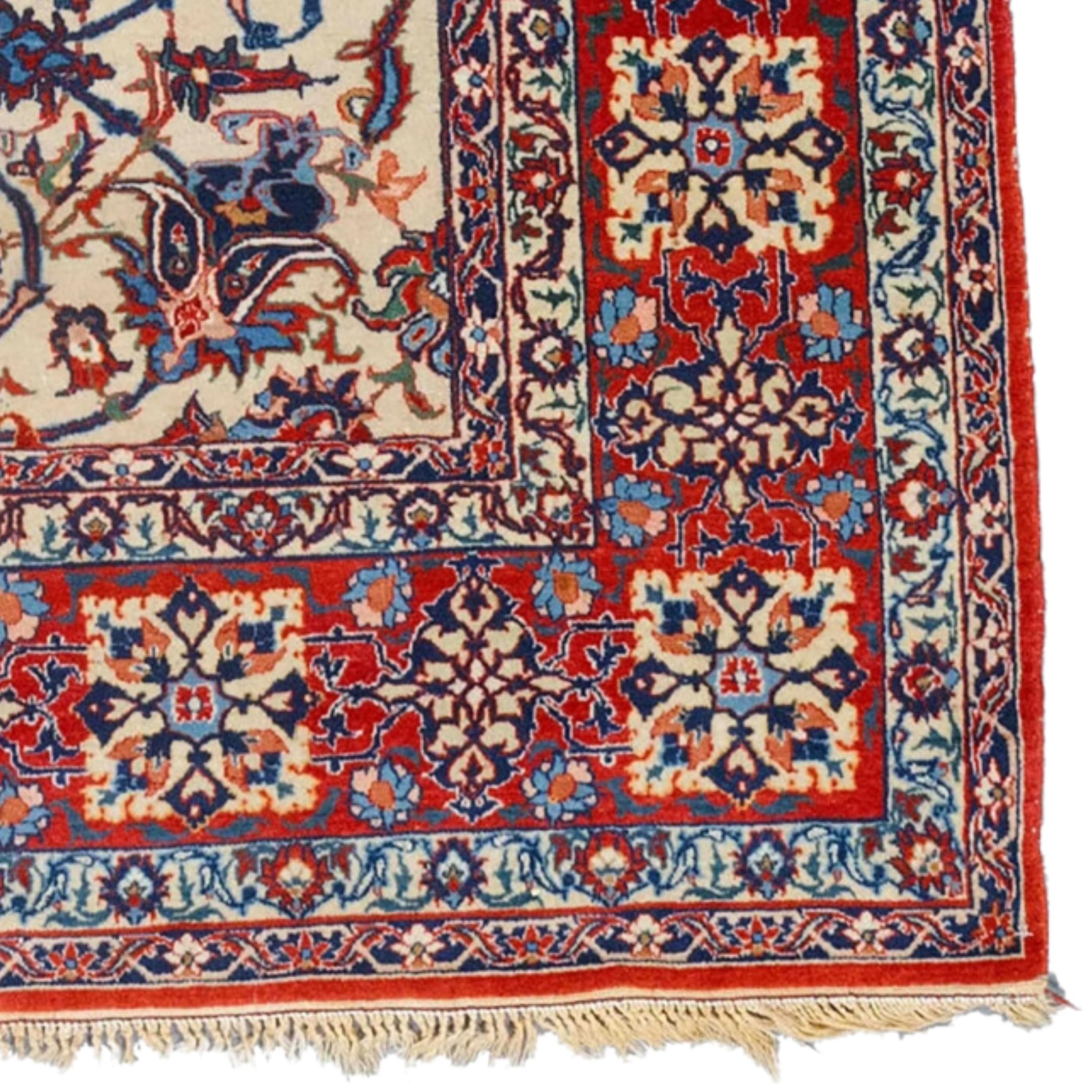 Wool Antique Esfahan Rug - Late of 19th Century Prayer Esfahan Rug, Antique Rug For Sale