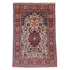Antiker Esfahan-Teppich - Prayer Esfahan-Teppich aus dem späten 19. Jahrhundert, antiker Teppich