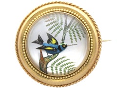 Antique Essex Crystal and 18k Yellow Gold Brooch Circa 1880
