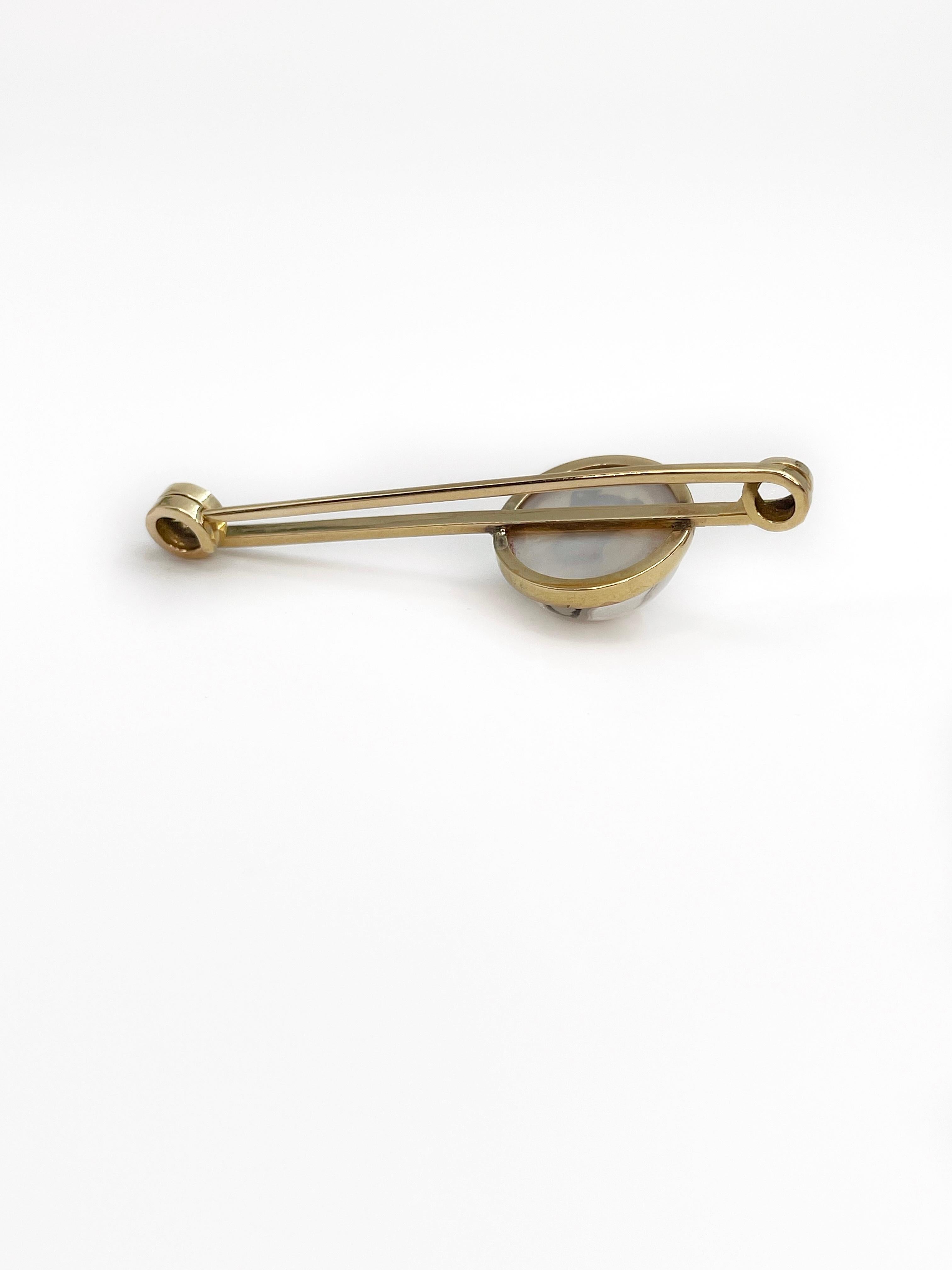 Victorian 18 Karat Gold Essex Crystal Dog Miniature Bar Brooch In Good Condition In Vilnius, Vilniaus apskr.