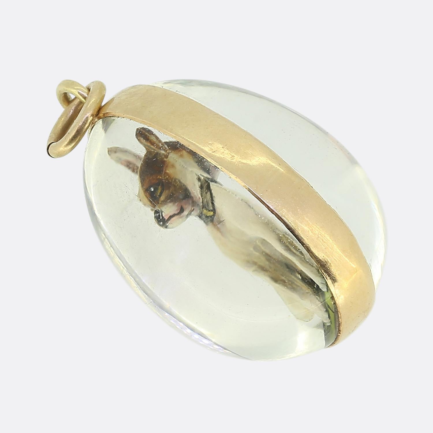 Edwardian Antique Essex Crystal Dog Pendant