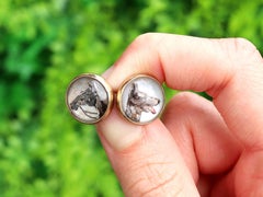 Antique Essex Crystal Yellow Gold Dog and Horse Cufflinks