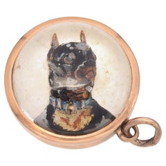 Antique Essex Crystal Yellow Gold Dog Charm