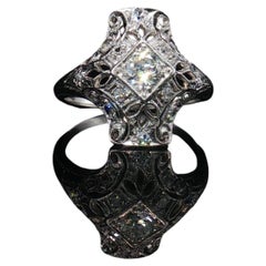 Antique Estate Art Deco Platinum Filigree Diamond Openwork Ring Size 4.25 3.3g