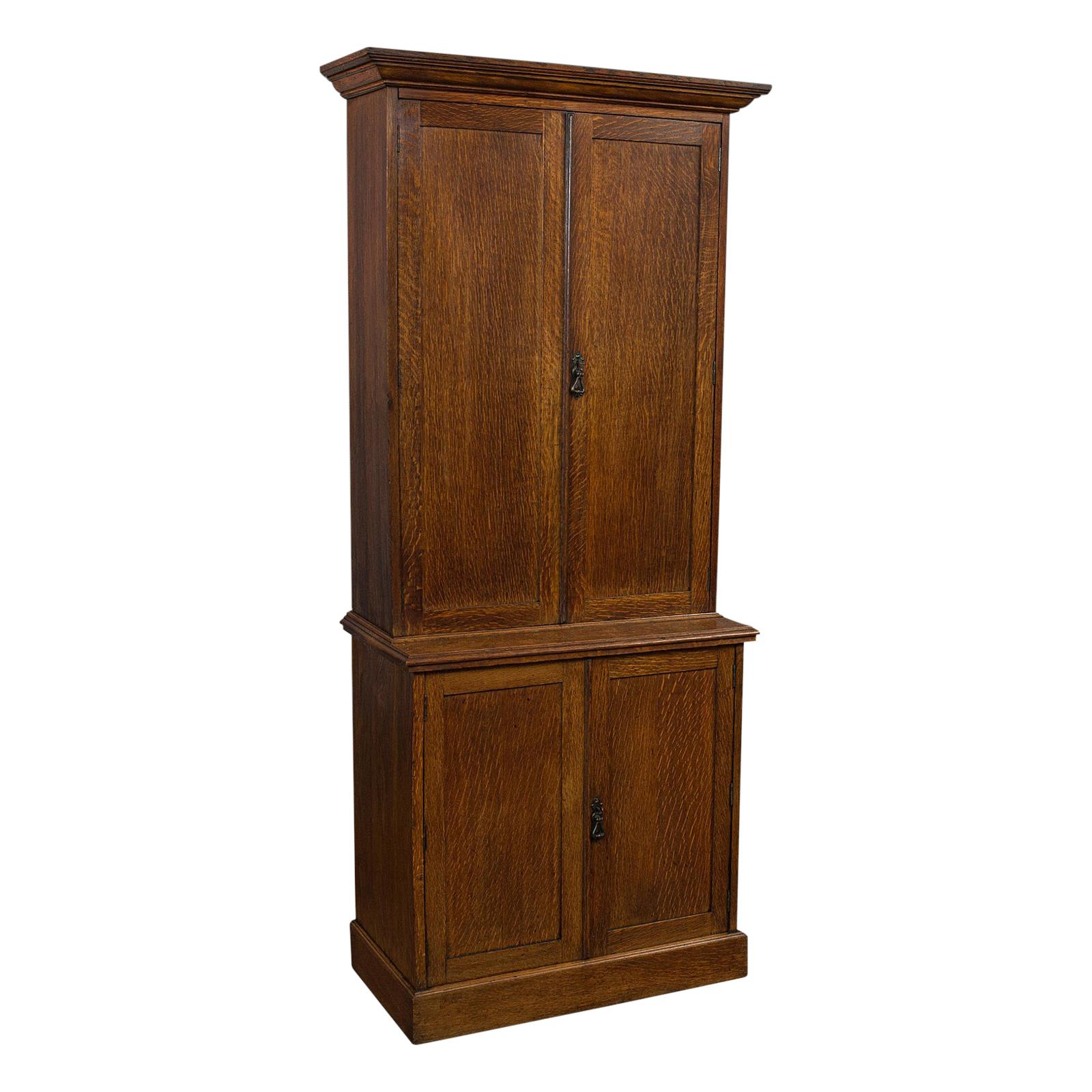 Antique Estate Cupboard, English, Oak, Cabinet, Bookcase, Victorian, circa 1890