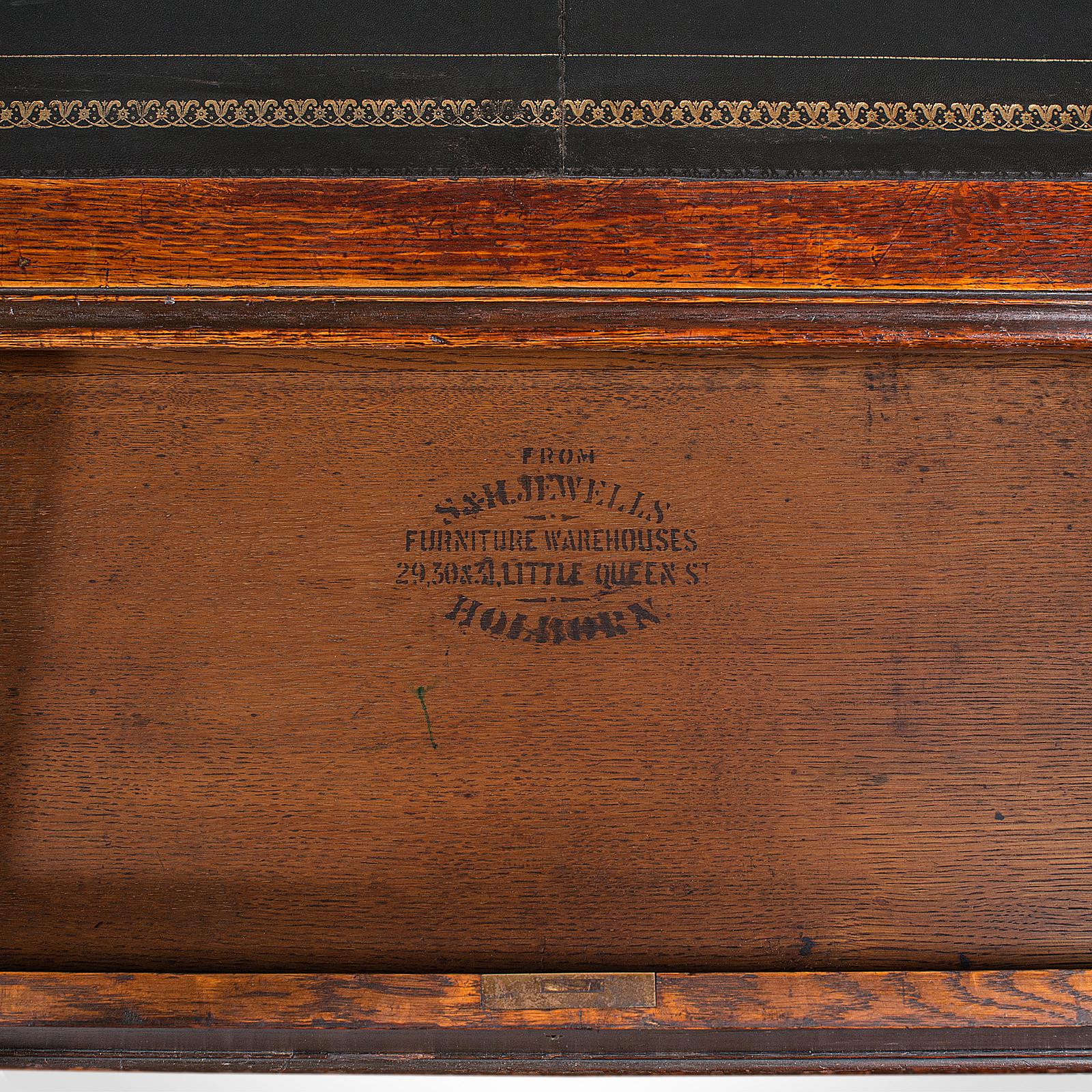 Antique Estate Desk, Scottish, Oak, Library Table, Gothic Revival, Victorian For Sale 4