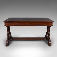 Antique Estate Desk, Scottish, Oak, Library Table, Gothic Revival, Victorian