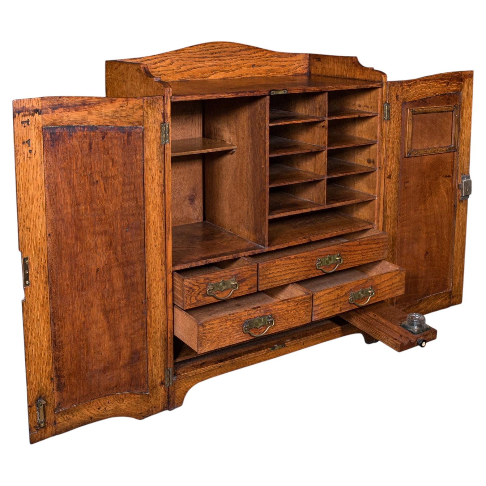 Antique Estate Gamekeeper's Cabinet, Scottish, Oak, Clerk's Cupboard, Victorian
