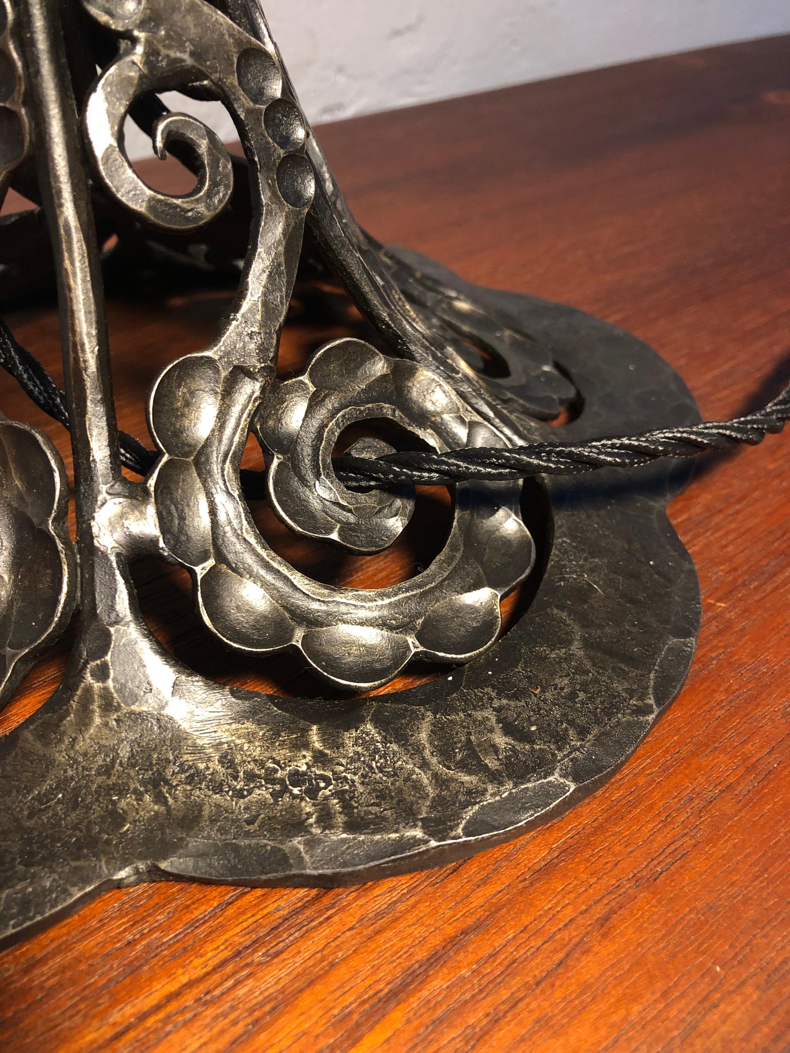 Victorian Antique Estate Made Wrought Iron Table Lamp For Sale