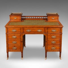 Antique Estate Manager's Kneehole Desk, Scottish, Oak, Country House, Victorian