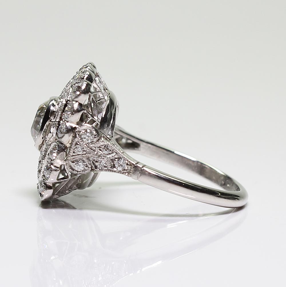 Women's Antique Estate Platinum Diamond Edwardian Style Engagement Ring