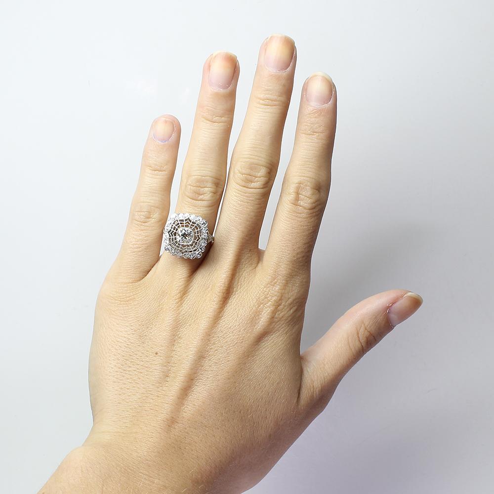 Antique Estate Platinum Diamond Edwardian Style Engagement Ring 2