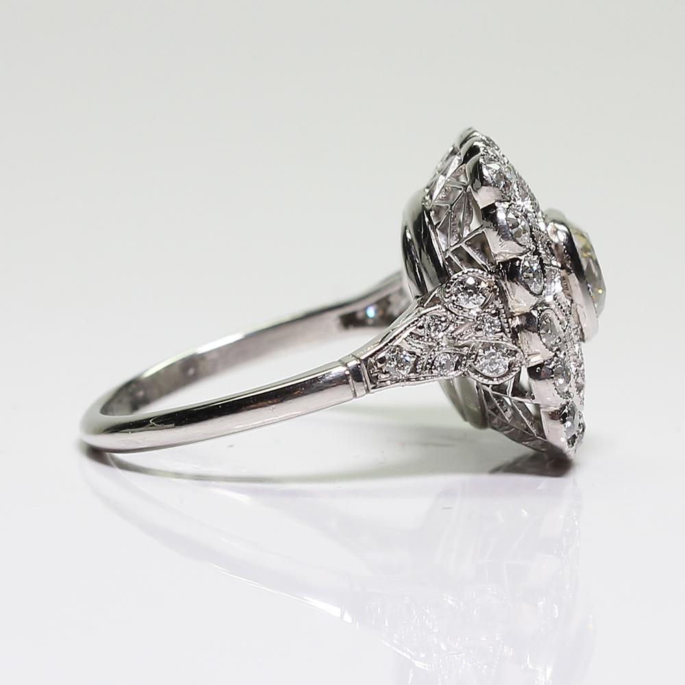 Antique Estate Platinum Diamond Edwardian Style Engagement Ring 3