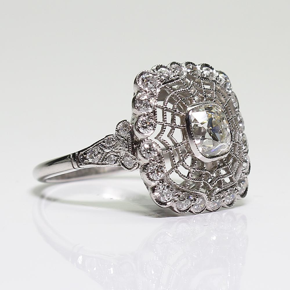 Antique Estate Platinum Diamond Edwardian Style Engagement Ring 4