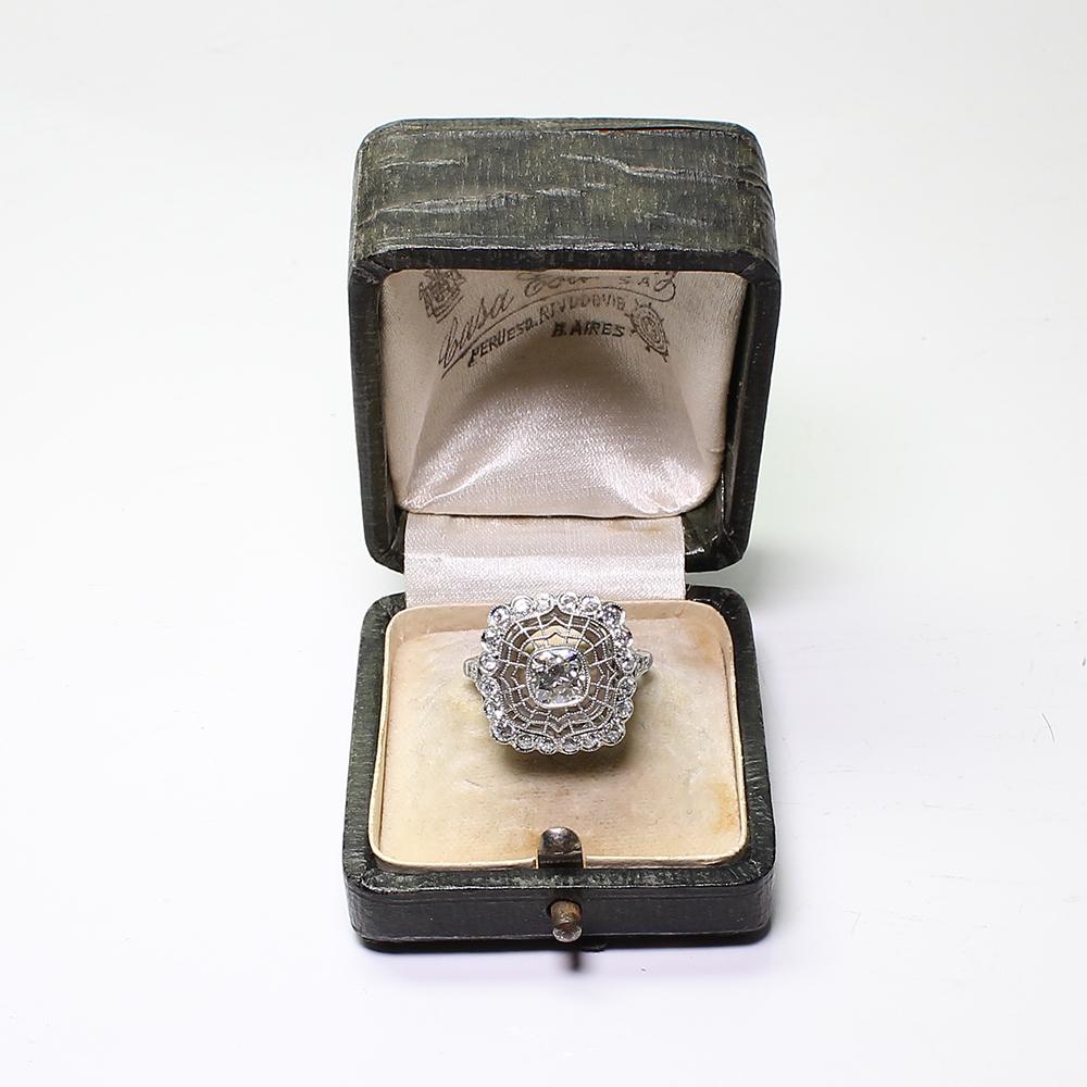 Antique Estate Platinum Diamond Edwardian Style Engagement Ring 5
