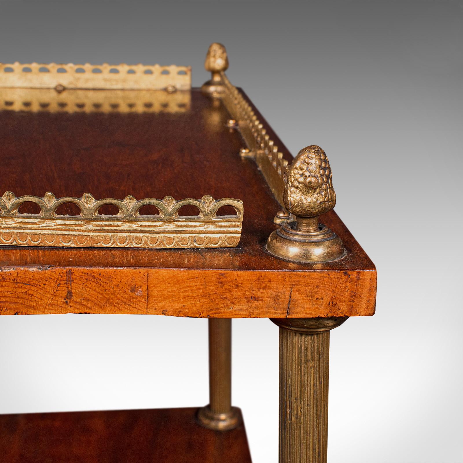 Brass Antique Etagere, French, 4 Tier Whatnot, Empire Style, Stand, Victorian, C.1900