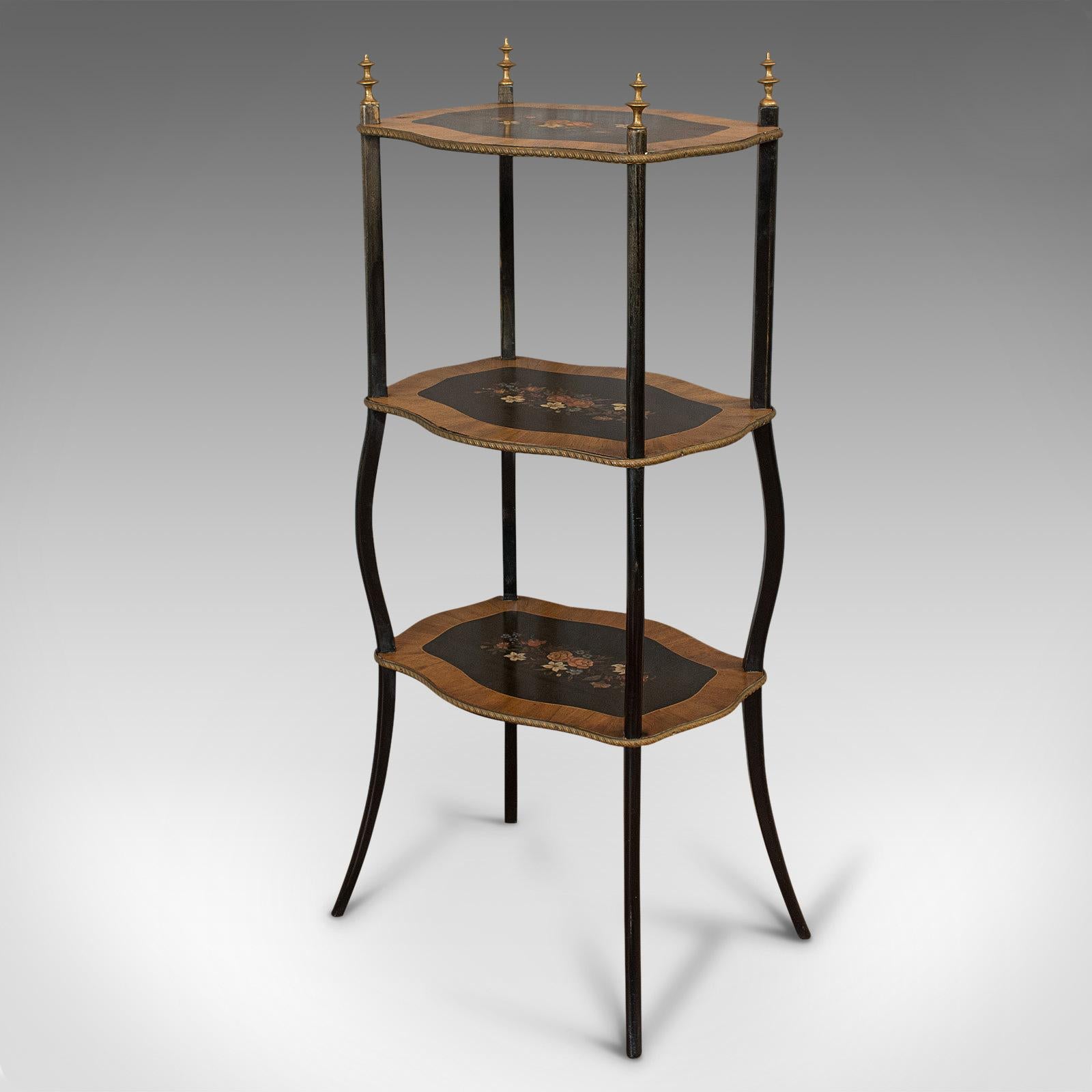 19th Century Antique Étagère, French, Mahogany, 3-Tier, Plant, Stand, Whatnot, Victorian