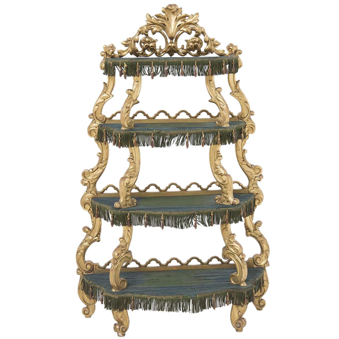 Antique Etagere in Painted Wood, Venetian Baroque, Italy, 19th Century