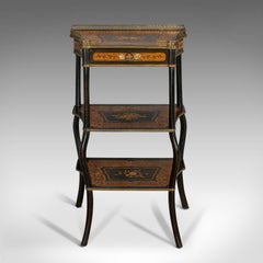 Antique Étagère Italian Mahogany, Boxwood, 3-Tier Whatnot, Victorian, circa 1900