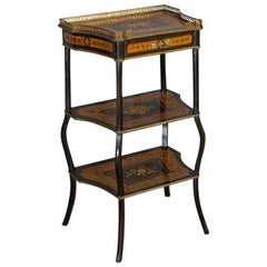 Antique Étagère Italian Mahogany, Boxwood, 3-Tier Whatnot, Victorian, circa 1900