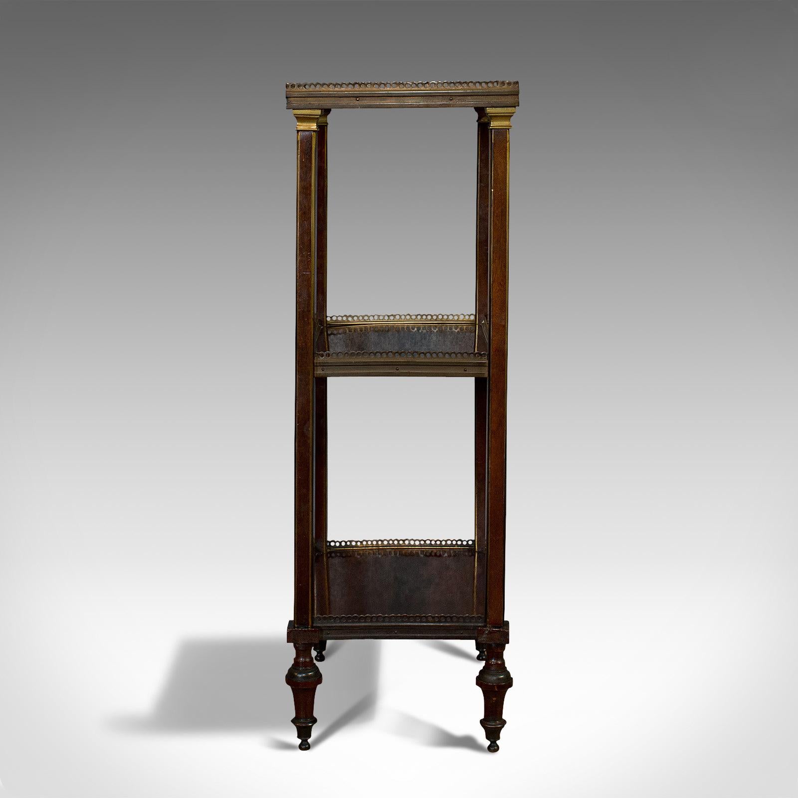 Antique Étagère, Italian, Mahogany, Brass, 3 Tier, Whatnot, Victorian circa 1870 In Good Condition In Hele, Devon, GB